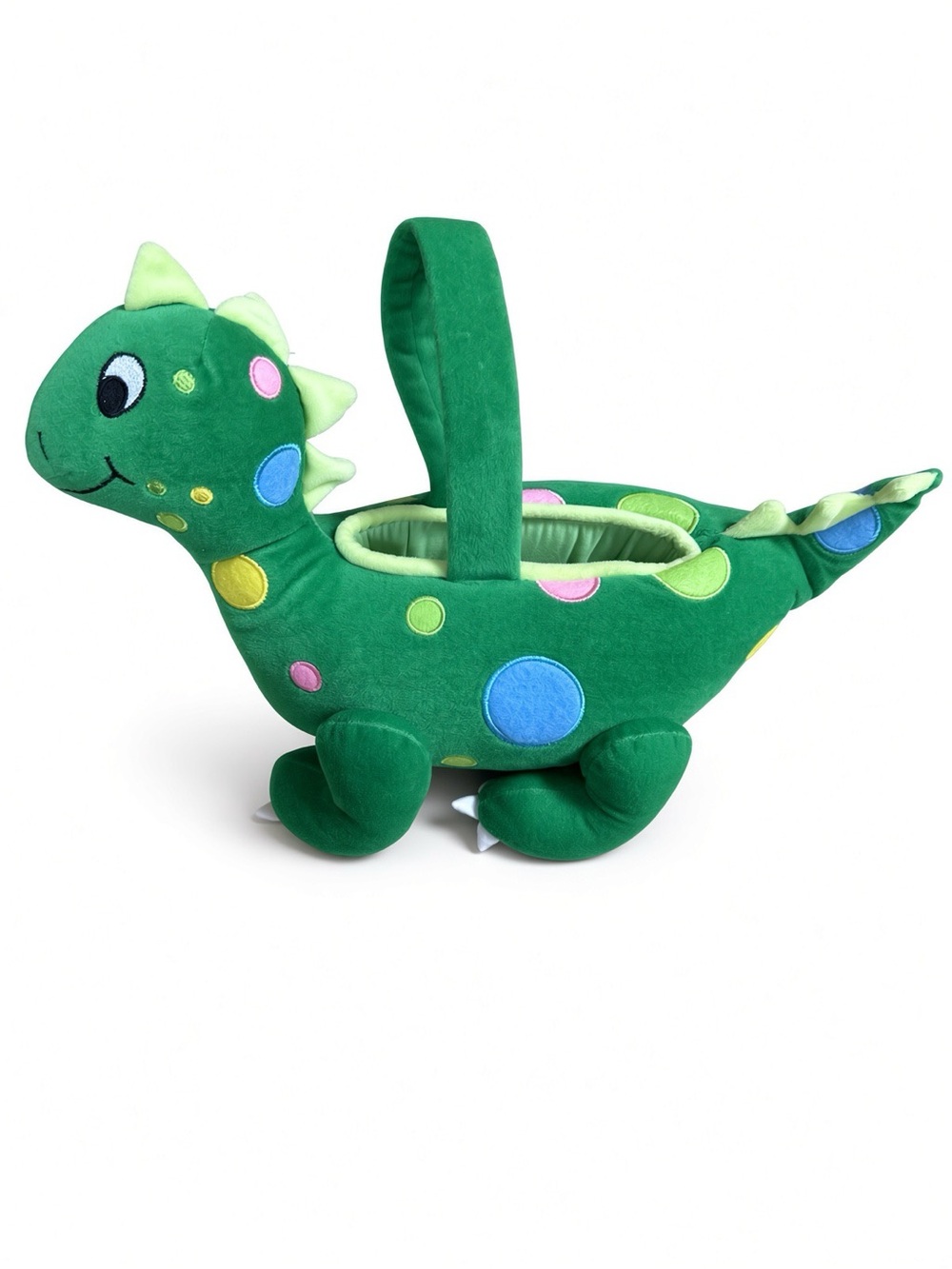 Green Plush Dinosaur Toy Basket - Kids Toys